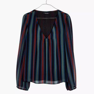 🎉 Madewell Sheer Sleeve Top Academy Stripe Medium